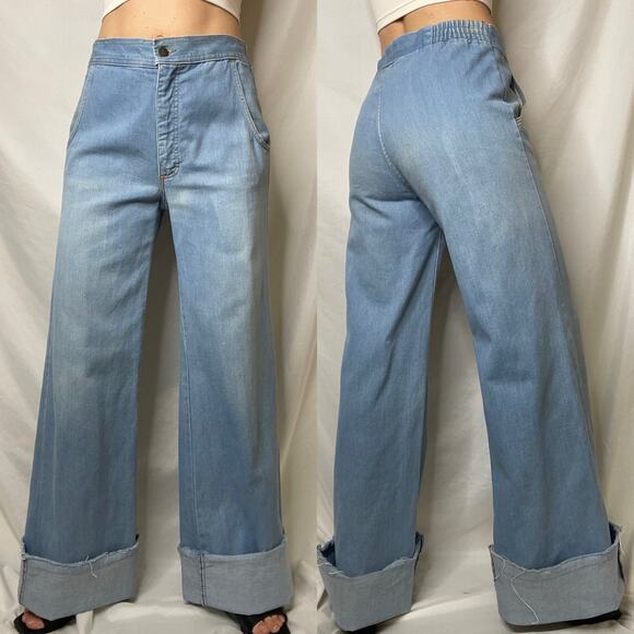 Vintage 70s Brittania high rise flare wide leg bell bottom jeans tall long 28